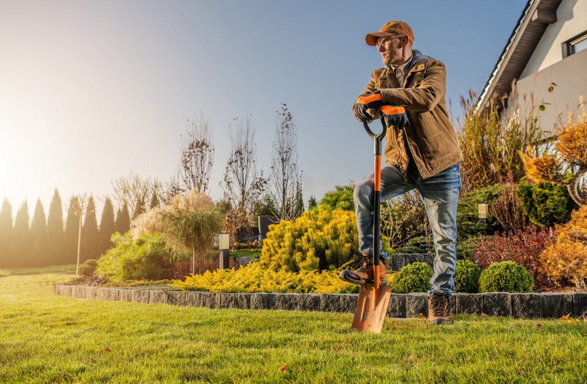 man getting ready for lawn aeration